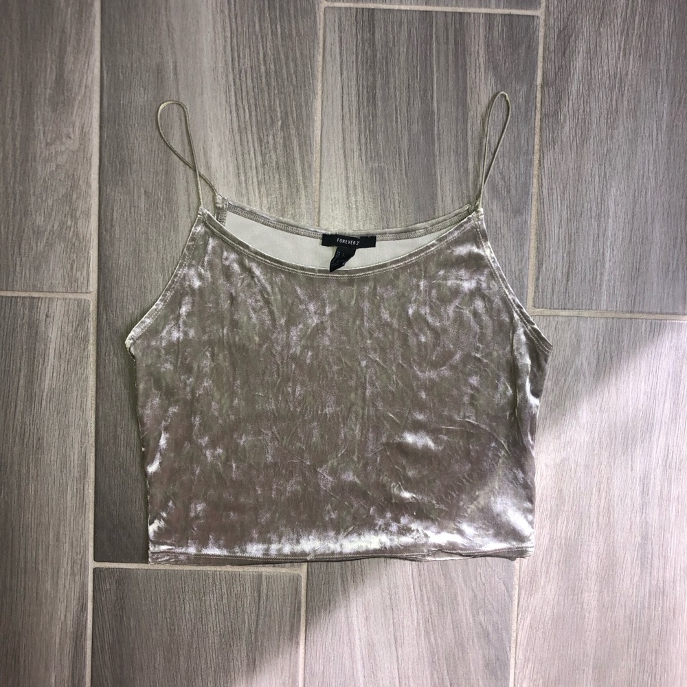 Pastel green velvet cropped tank